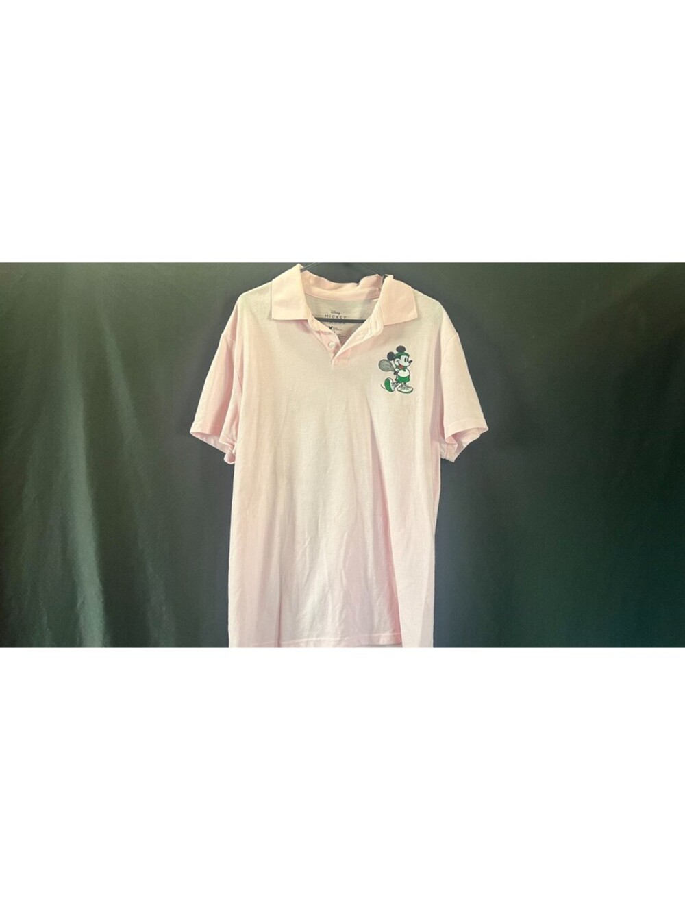 Disney Mickey Mouse Men Large Pink Tennis Embroidered Polo Shirt